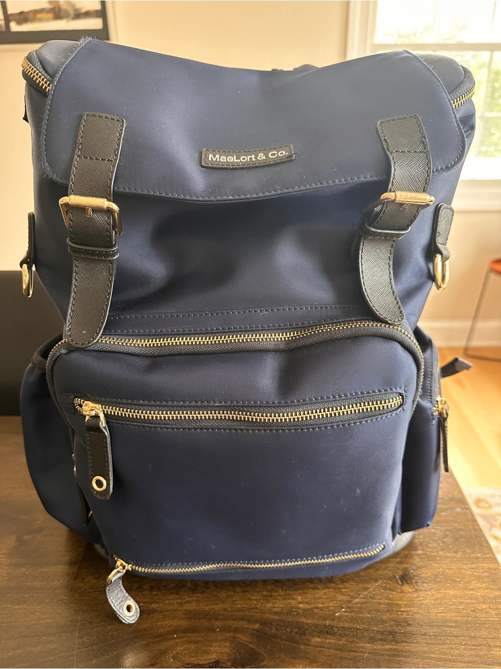 Navy Maelort & Co Ring Equestrian Backpack with Gold Hardware